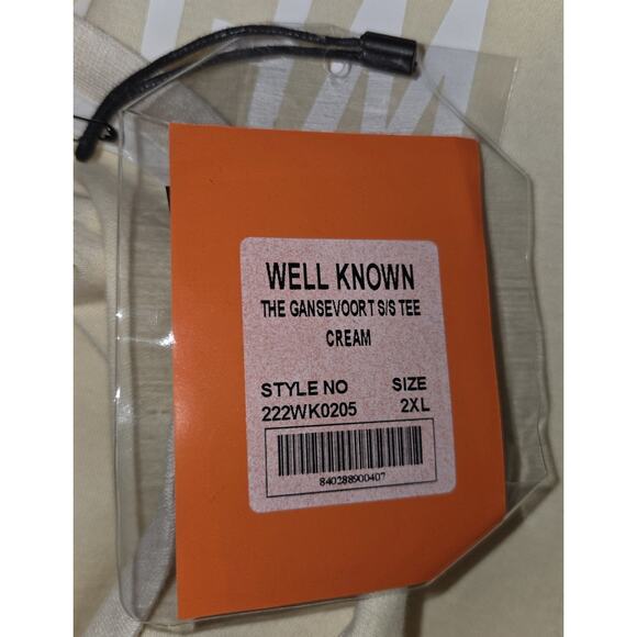 Well Known Studios Gansevoort Mens Shirt Sz XXL Cream Unisex New With Tags NWT - Picture 7 of 16